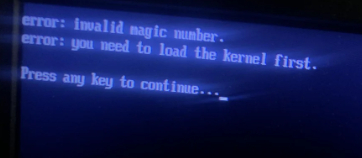 "Invalid Magic Number" and "You need to load the kernel first" Errors During Linux Installation