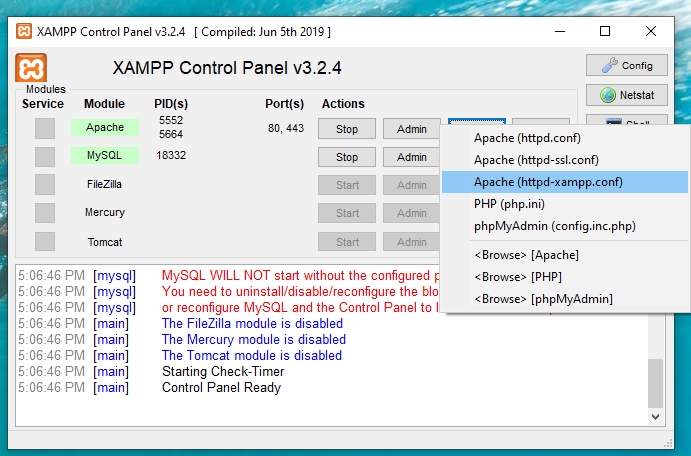 xampp 7.3.2 php files download zip