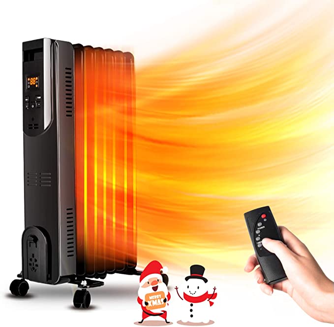 Electric Radiator Heater - 1500W Oil Space Heater with Remote