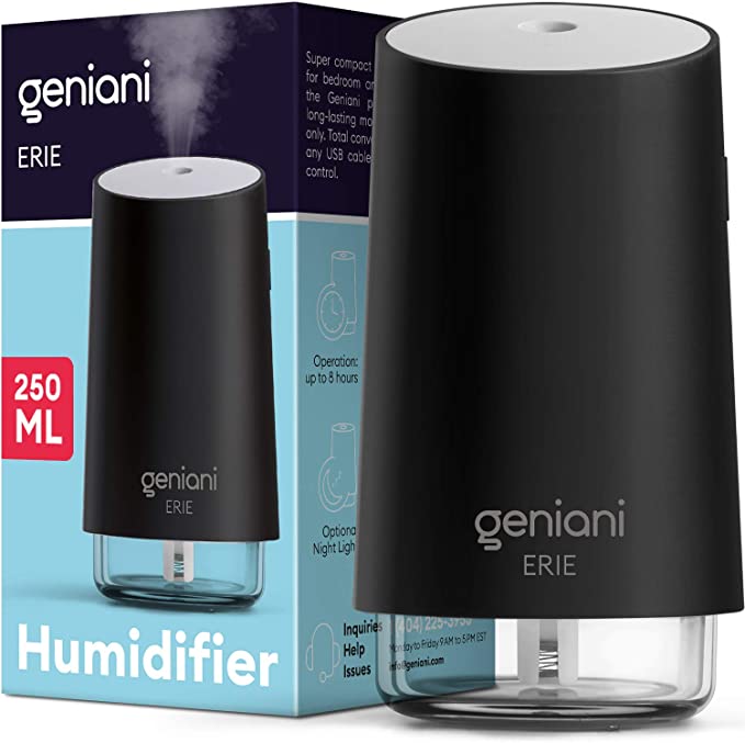 GENIANI Portable Small Cool Mist Humidifiers - USB Desktop Humidifier for Plants