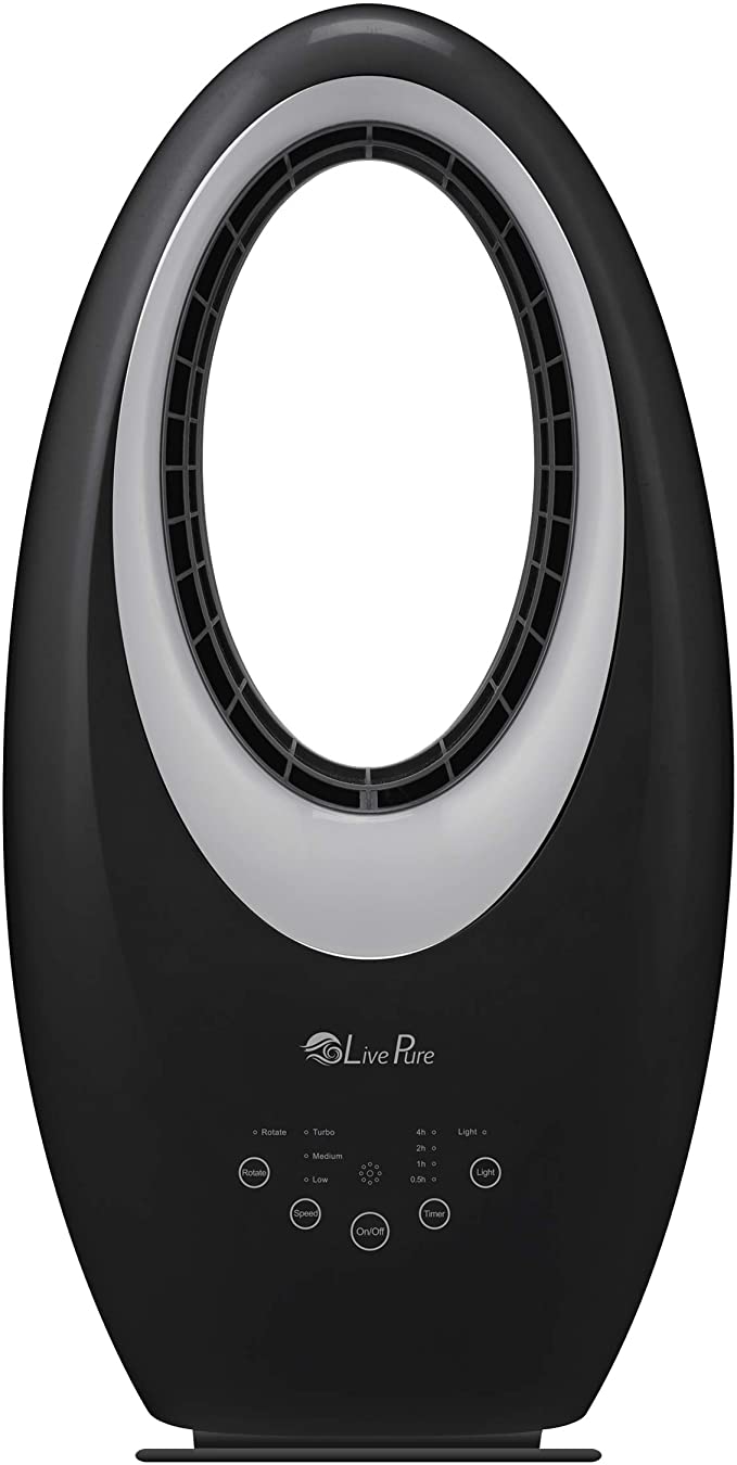 LivePure LP1500FAN Oscillating Bladeless Vortex Whole Room Fan with Remote