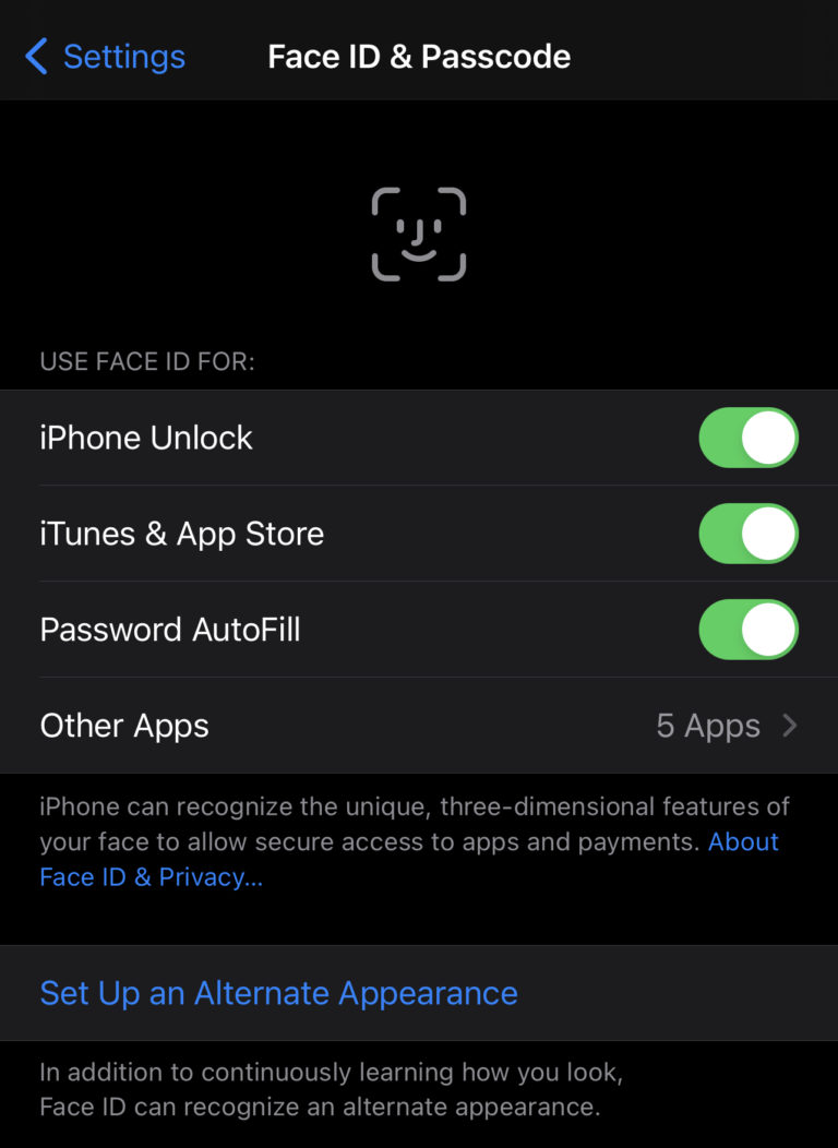 allow face id to download apps