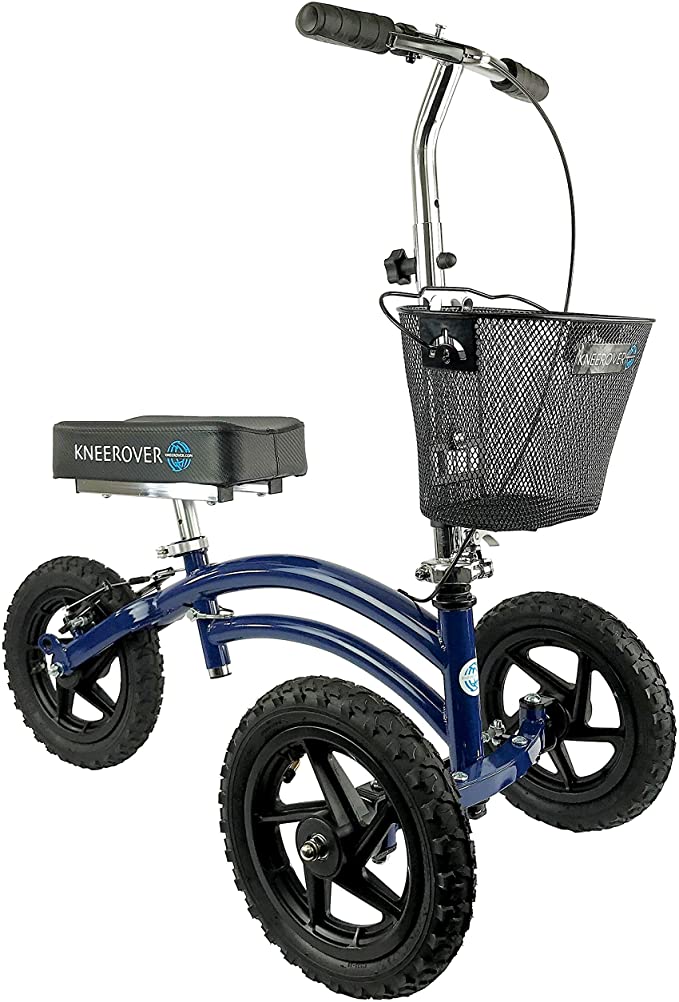 KneeRover All Terrain Steerable Knee Scooter Knee Walker Heavy Duty Crutches Alternative in Blue