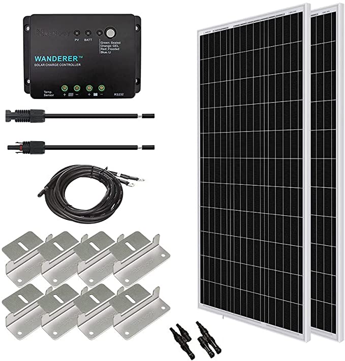 Renogy 200 Watt 12 Volt Monocrystalline Solar Starter Kit with Wanderer