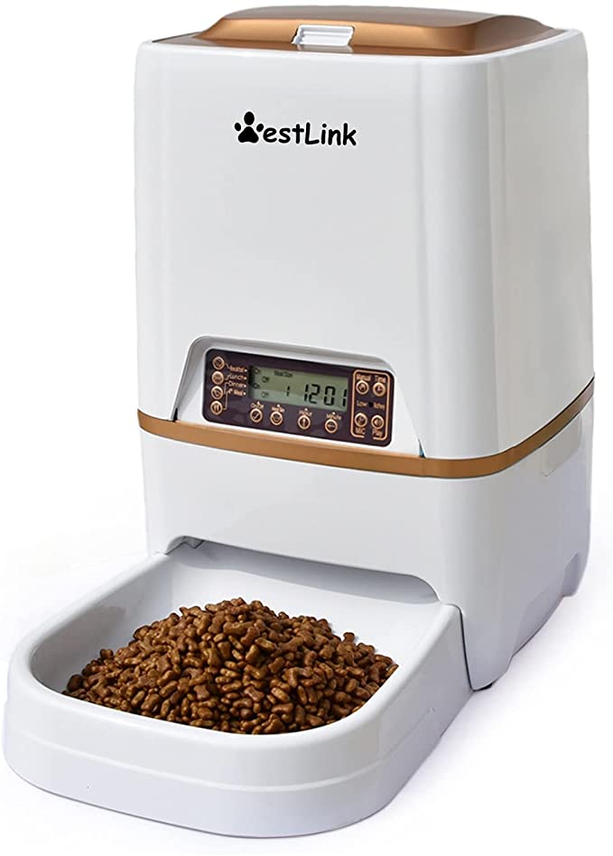 WESTLINK 6L Automatic Pet Feeder Food Dispenser for Cat Dog with Voice Recorder and Timer Programmable