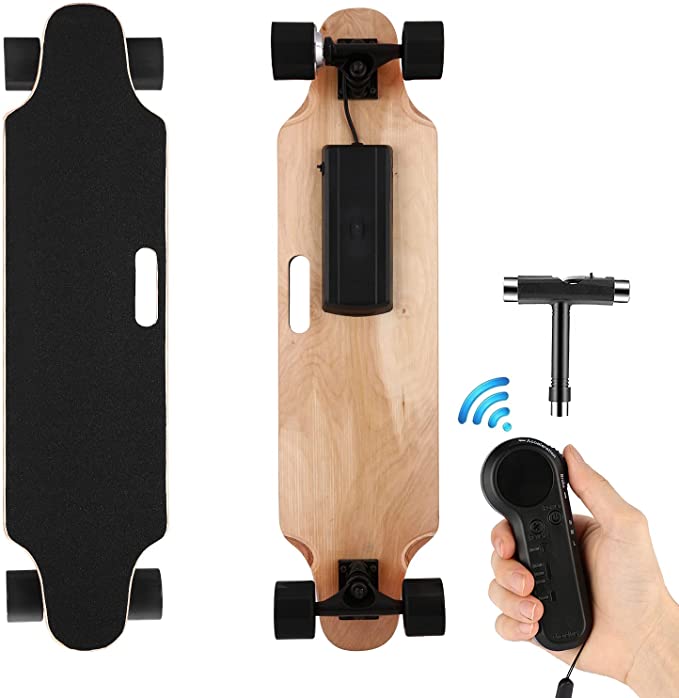 Youth Electric Skateboard Electric Longboard with Wireless Remote Control 7 Layers Maple Waterproof E-Skateboard for Adult