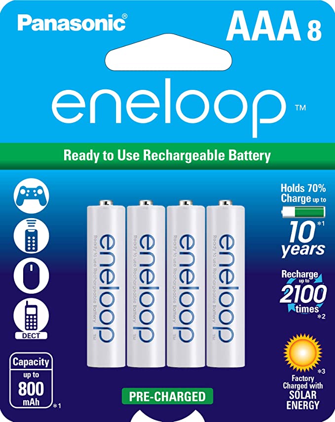 Panasonic BK-4MCCA8BA eneloop AAA 2100 Cycle Ni-MH Pre-Charged Rechargeable Batteries