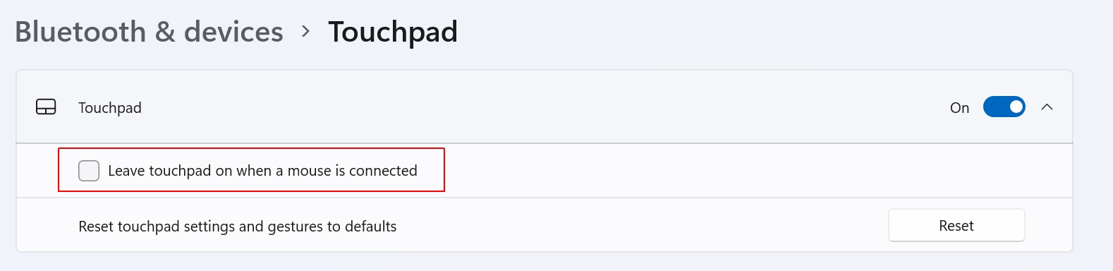 how to disable touchpad when mouse is connected windows 11