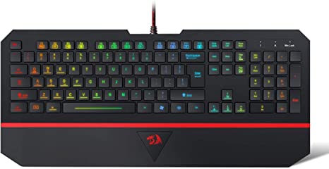 Redragon K502 RGB Gaming Keyboard RGB LED Backlit Illuminated 104 Key Silent Keyboard with Wrist Rest for Windows PC Games (RGB Backlit)