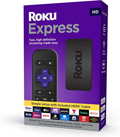 Roku Express HD Streaming Media Player with High Speed HDMI Cable and Simple Remote