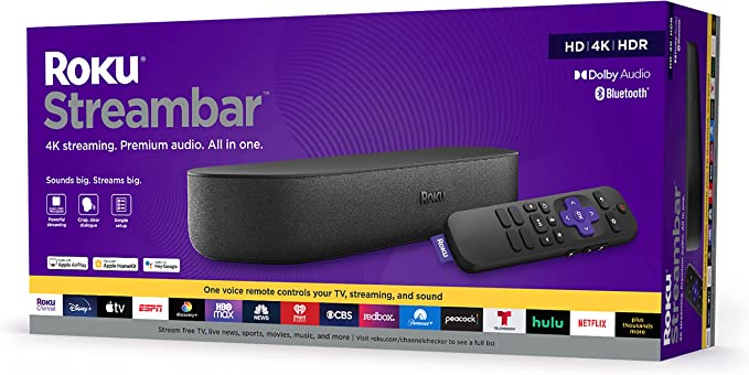 Roku Streambar | 4K/HD/HDR Streaming Media Player & Premium Audio